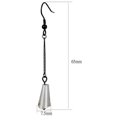 TK2381 - IP Black(Ion Plating) Stainless Steel Earrings with Synthetic Synthetic Glass in Clear-1