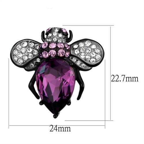 TK2385 - Two-Tone IP Black (Ion Plating) Stainless Steel Earrings with Top Grade Crystal in Amethyst-1