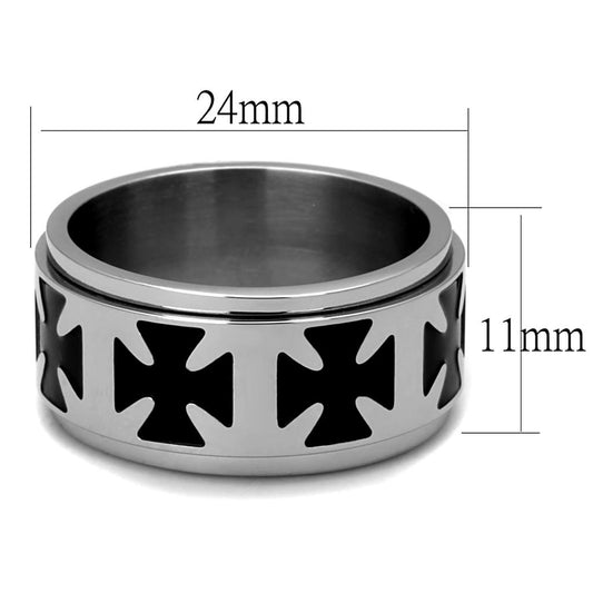 TK2391 - High polished (no plating) Stainless Steel Ring with Epoxy in Jet-1
