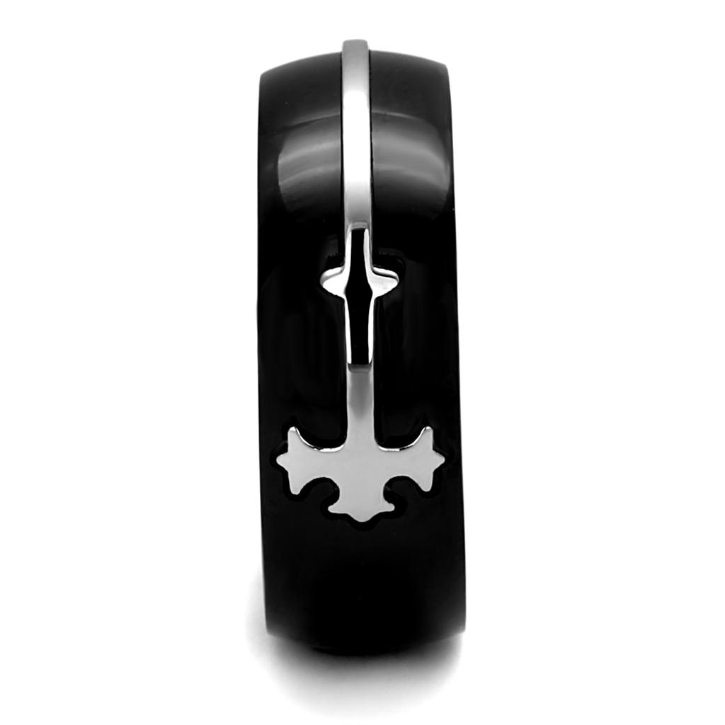 TK2392 - Two-Tone IP Black Stainless Steel Ring with No Stone-3