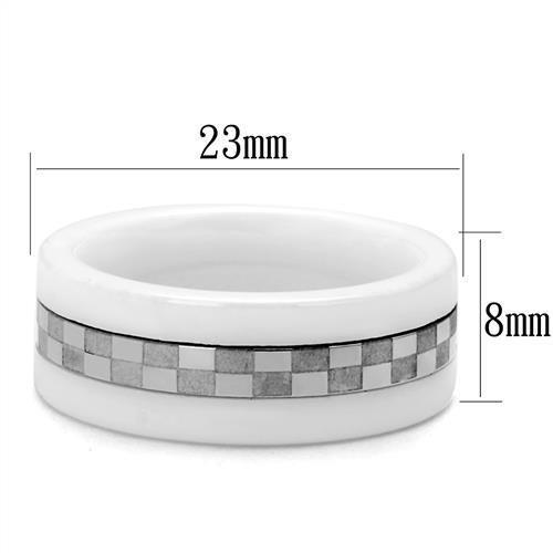 TK2403 - High polished (no plating) Stainless Steel Ring with Ceramic in White-1