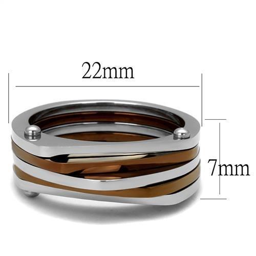 TK2404 - Two Tone IP Light Brown (IP Light coffee) Stainless Steel Ring with No Stone-1