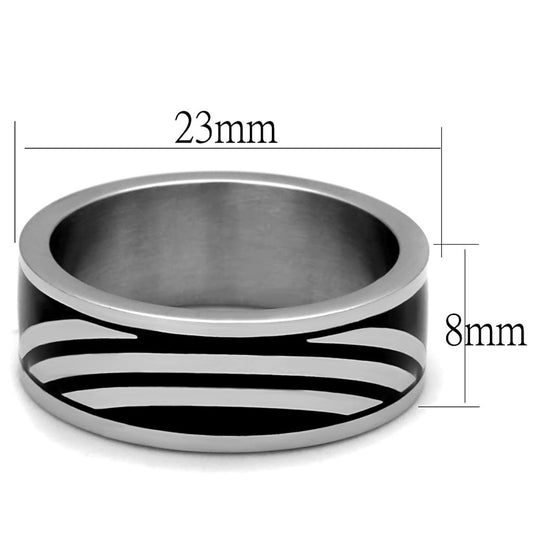 TK2411 - High polished (no plating) Stainless Steel Ring with Epoxy in Jet-1