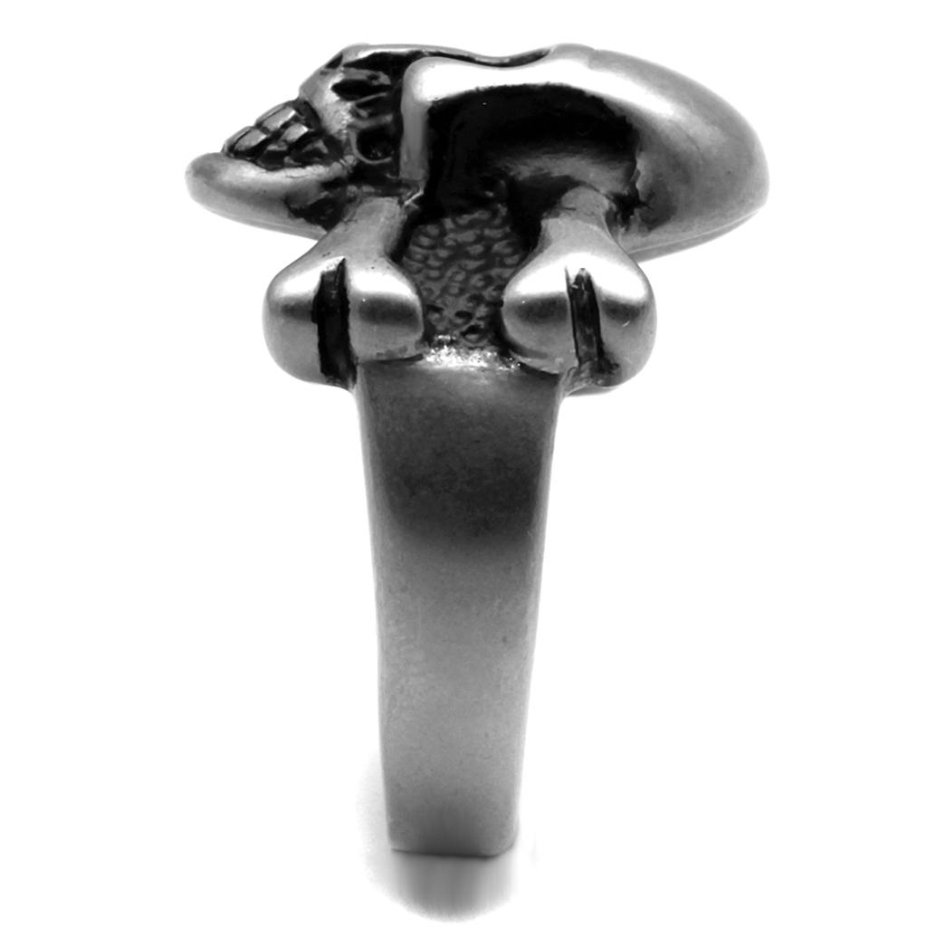 TK2416 - Antique Silver Stainless Steel Ring with Epoxy in Jet-3
