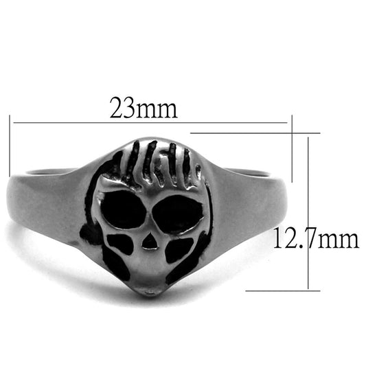 TK2417 - Antique Silver Stainless Steel Ring with Epoxy in Jet-1