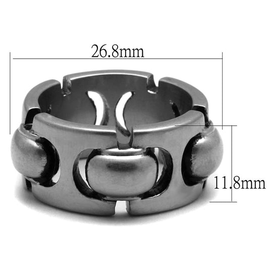 TK2421 - Antique Silver Stainless Steel Ring with Epoxy in Jet-1