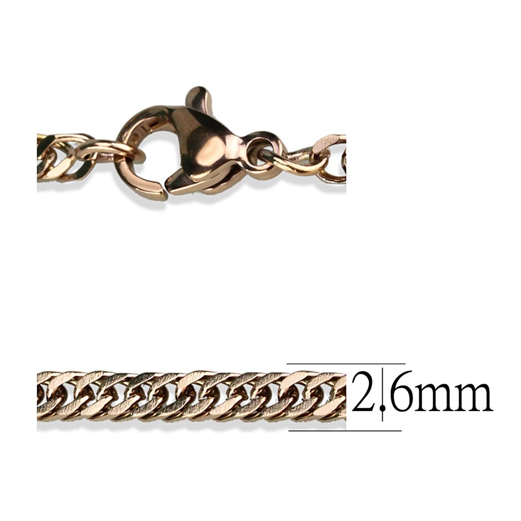TK2429R - IP Rose Gold(Ion Plating) Stainless Steel Chain with No Stone-2