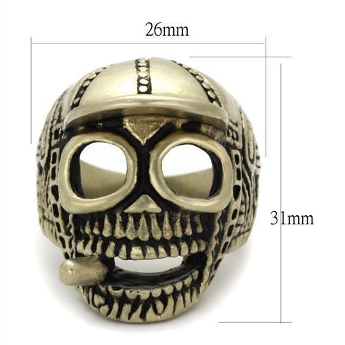 TK2449 - IP Antique Copper Stainless Steel Ring with Epoxy in Jet-1