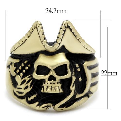 TK2453 - IP Antique Copper Stainless Steel Ring with Epoxy in Jet-1