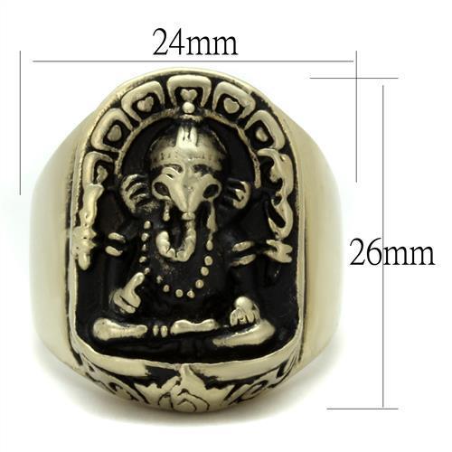 TK2457 - IP Antique Copper Stainless Steel Ring with Epoxy in Jet-1