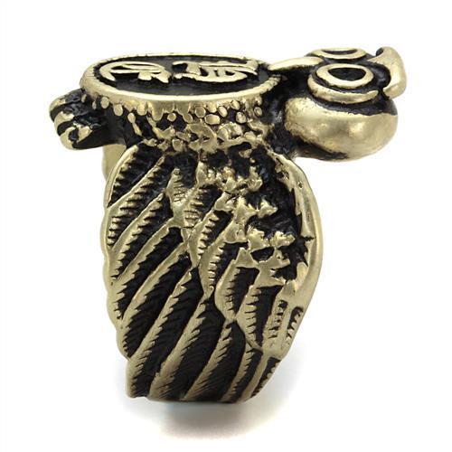 TK2465 - IP Antique Copper Stainless Steel Ring with Epoxy in Jet-3