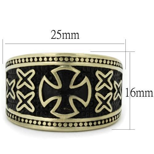 TK2469 - IP Antique Copper Stainless Steel Ring with Epoxy in Jet-1