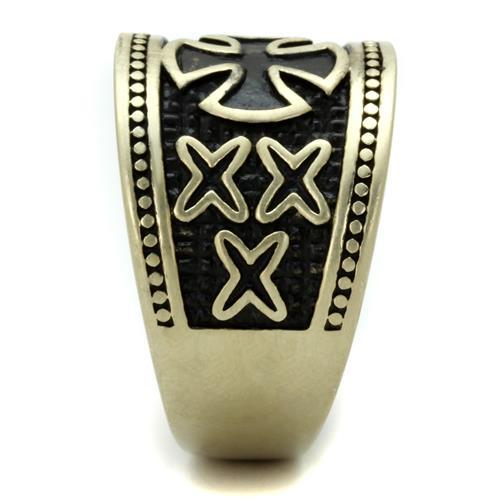 TK2469 - IP Antique Copper Stainless Steel Ring with Epoxy in Jet-3