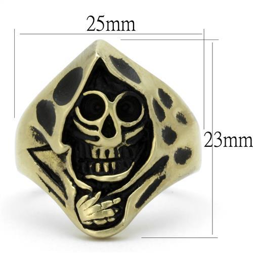 TK2474 - IP Antique Copper Stainless Steel Ring with Epoxy in Jet-1