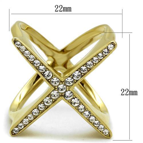 TK2497 - IP Gold(Ion Plating) Stainless Steel Ring with Top Grade Crystal in Clear-1