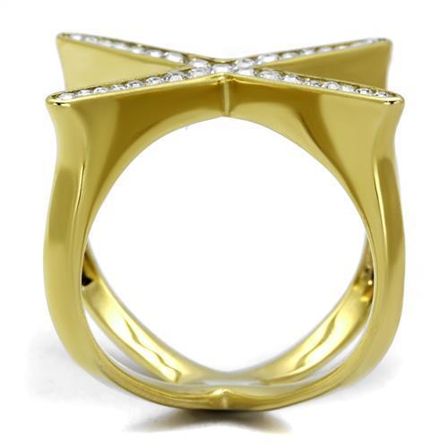 TK2497 - IP Gold(Ion Plating) Stainless Steel Ring with Top Grade Crystal in Clear-3