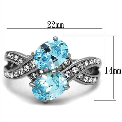 TK2501 - High polished (no plating) Stainless Steel Ring with AAA Grade CZ in Sea Blue-1