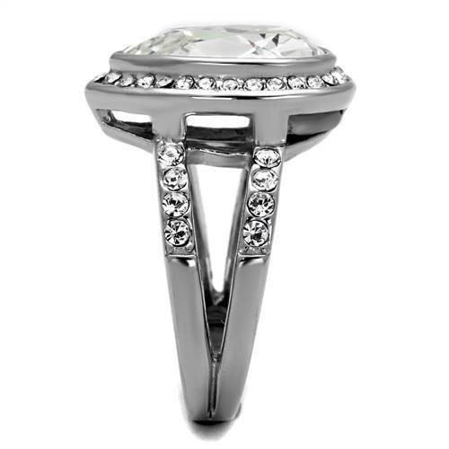 TK2504 - High polished (no plating) Stainless Steel Ring with Top Grade Crystal in Clear-3