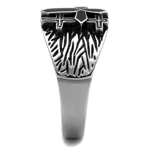 TK2505 - High polished (no plating) Stainless Steel Ring with Epoxy in Jet-3