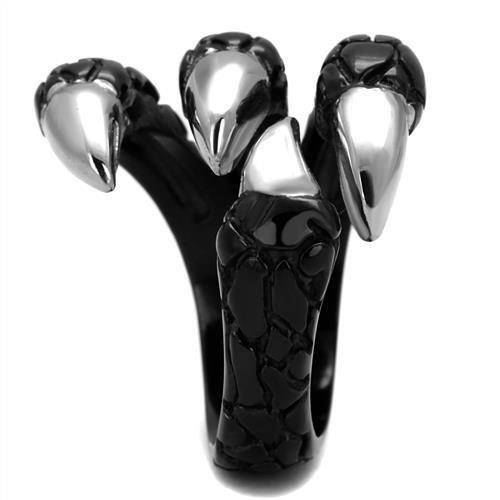 TK2510 - Two-Tone IP Black (Ion Plating) Stainless Steel Ring with No Stone-4