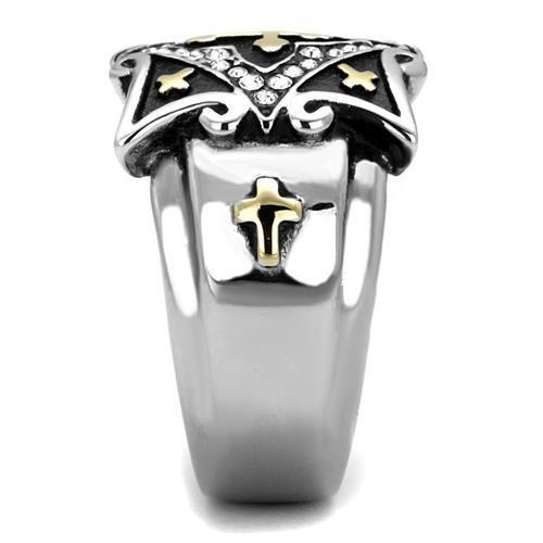 TK2517 - Two-Tone IP Gold (Ion Plating) Stainless Steel Ring with Top Grade Crystal in Clear-3