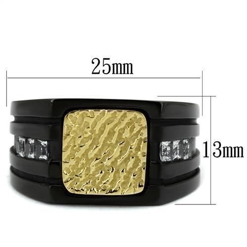 TK2519 - Two-Tone IP Gold (Ion Plating) Stainless Steel Ring with AAA Grade CZ in Clear-1