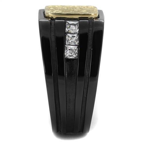 TK2519 - Two-Tone IP Gold (Ion Plating) Stainless Steel Ring with AAA Grade CZ in Clear-3