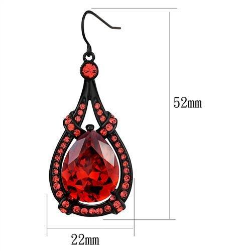 TK2531 - IP Black(Ion Plating) Stainless Steel Earrings with AAA Grade CZ in Orange-1