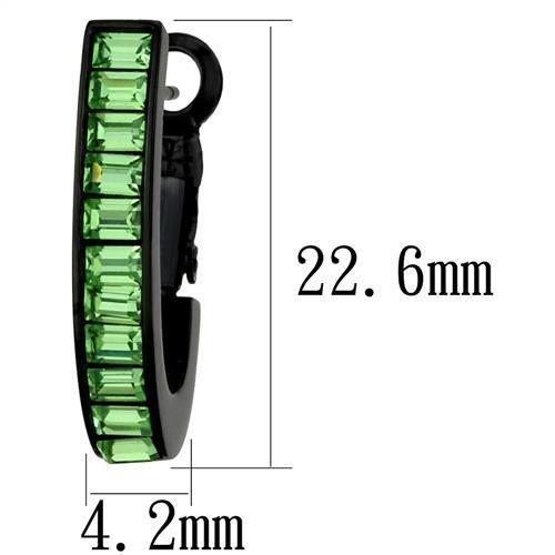 TK2534 - IP Black(Ion Plating) Stainless Steel Earrings with Top Grade Crystal in Peridot-1