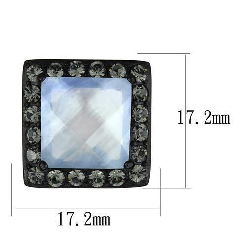 TK2536 - IP Black(Ion Plating) Stainless Steel Earrings with Precious Stone Conch in Aquamarine AB-1