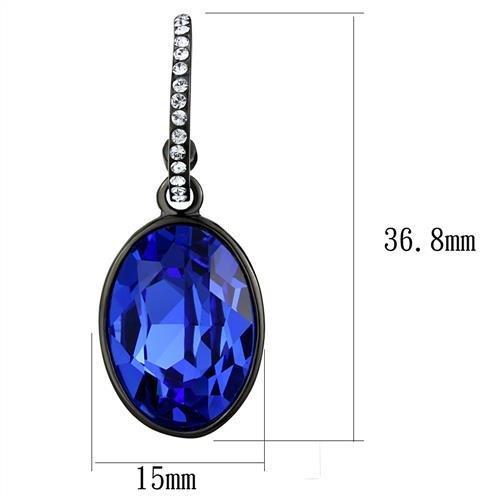 TK2538 - IP Black(Ion Plating) Stainless Steel Earrings with Top Grade Crystal in Sapphire-1