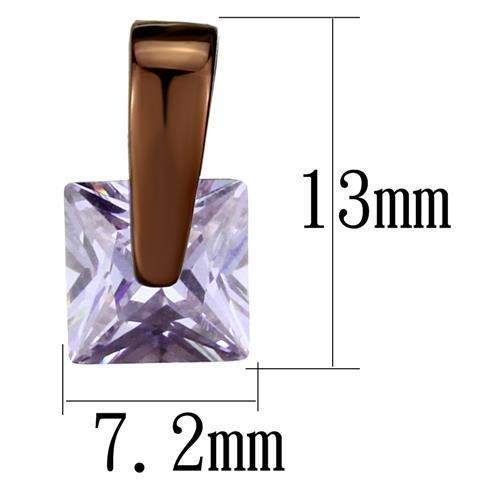 TK2541 - IP Dark Brown (IP coffee) Stainless Steel Earrings with AAA Grade CZ in Light Amethyst-1