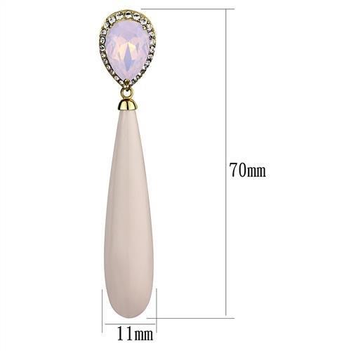 TK2543 - IP Gold(Ion Plating) Stainless Steel Earrings with Top Grade Crystal in Light Rose-1