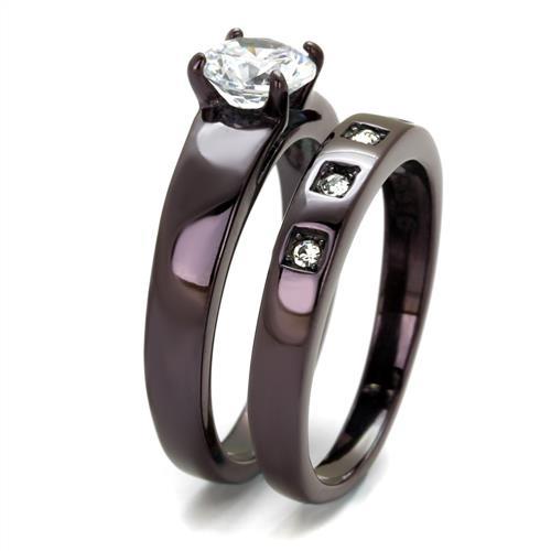 TK2547 - IP Dark Brown (IP coffee) Stainless Steel Ring with AAA Grade CZ in Clear-4