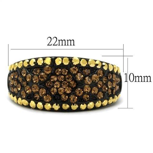 TK2552 - IP Black(Ion Plating) Stainless Steel Ring with Top Grade Crystal in Multi Color-1