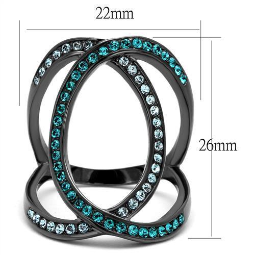 TK2557 - IP Light Black (IP Gun) Stainless Steel Ring with Top Grade Crystal in Multi Color-1