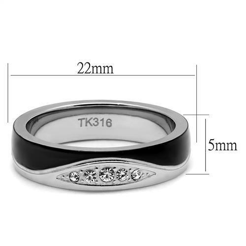 TK2568 - Two-Tone IP Black (Ion Plating) Stainless Steel Ring with Top Grade Crystal in Clear-1