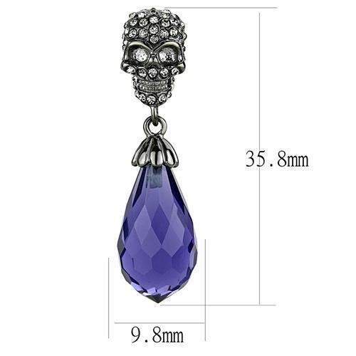 TK2574 - IP Light Black (IP Gun) Stainless Steel Earrings with Synthetic Synthetic Glass in Tanzanite-1