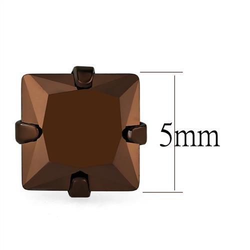 TK2583 - Two Tone IP Light Brown (IP Light coffee) Stainless Steel Earrings with AAA Grade CZ in Light Coffee-1