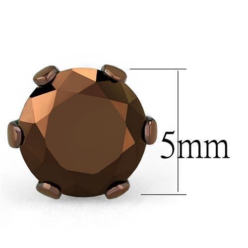 TK2586 - Two Tone IP Light Brown (IP Light coffee) Stainless Steel Earrings with AAA Grade CZ in Light Coffee-1