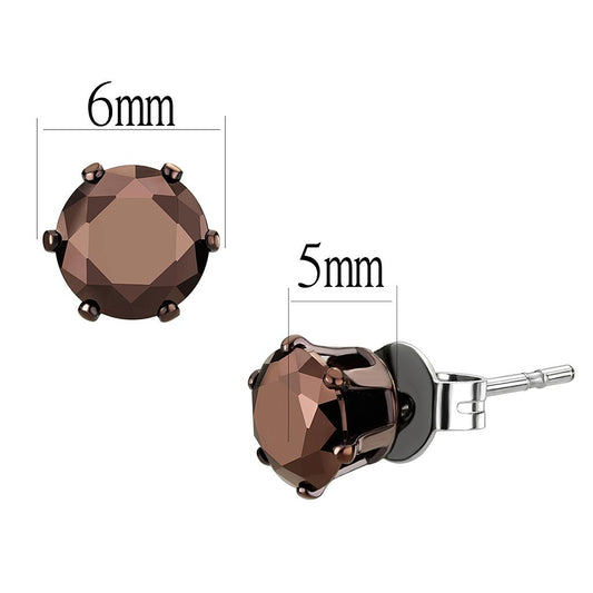 TK2587 - Two Tone IP Light Brown (IP Light coffee) Stainless Steel Earrings with AAA Grade CZ in Light Coffee-1