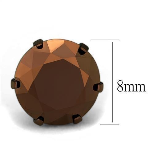 TK2589 - Two Tone IP Light Brown (IP Light coffee) Stainless Steel Earrings with AAA Grade CZ in Light Coffee-1