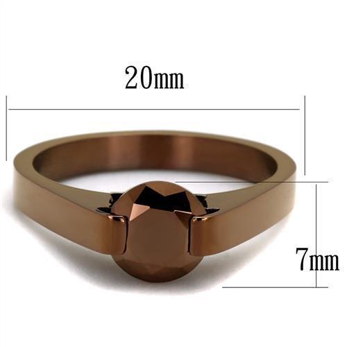 TK2594 - IP Coffee light Stainless Steel Ring with AAA Grade CZ in Light Coffee-1