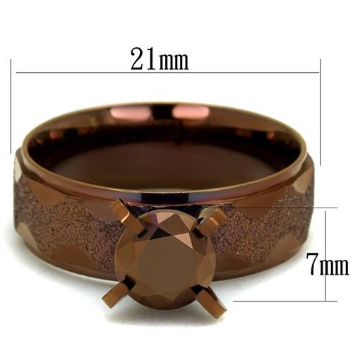 TK2596 - IP Coffee light Stainless Steel Ring with AAA Grade CZ in Light Coffee-1