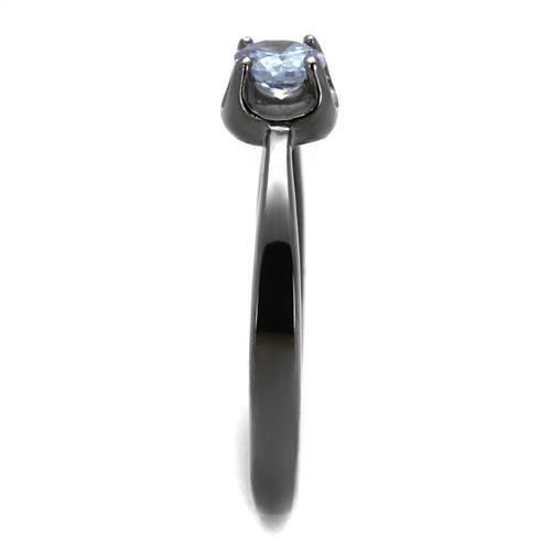 TK2609 - IP Light Black (IP Gun) Stainless Steel Ring with AAA Grade CZ in Light Amethyst-3