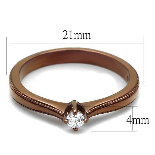 TK2610 - IP Coffee light Stainless Steel Ring with AAA Grade CZ in Clear-1