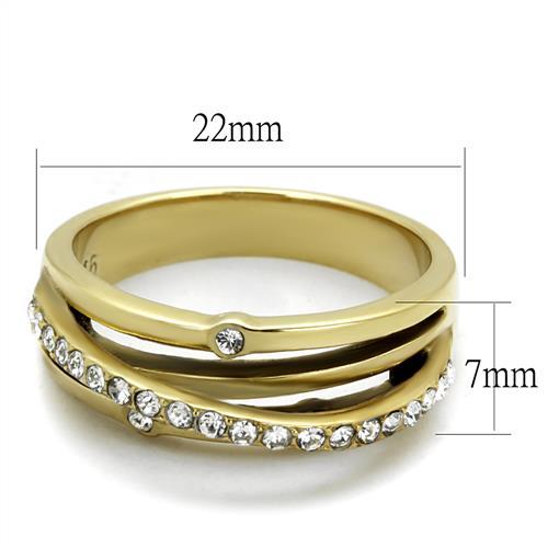 TK2611 - IP Gold(Ion Plating) Stainless Steel Ring with Top Grade Crystal in Clear-1