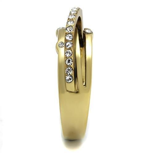 TK2611 - IP Gold(Ion Plating) Stainless Steel Ring with Top Grade Crystal in Clear-3