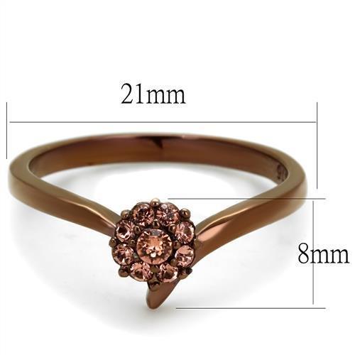 TK2612 - IP Coffee light Stainless Steel Ring with Top Grade Crystal in Light Peach-1