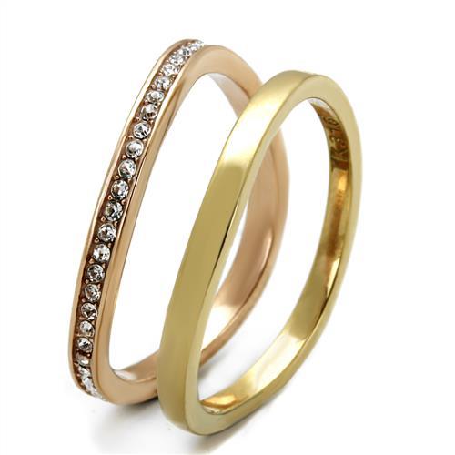 TK2613 - IP Gold & IP Rose Gold (Ion Plating) Stainless Steel Ring with Top Grade Crystal in Clear-3